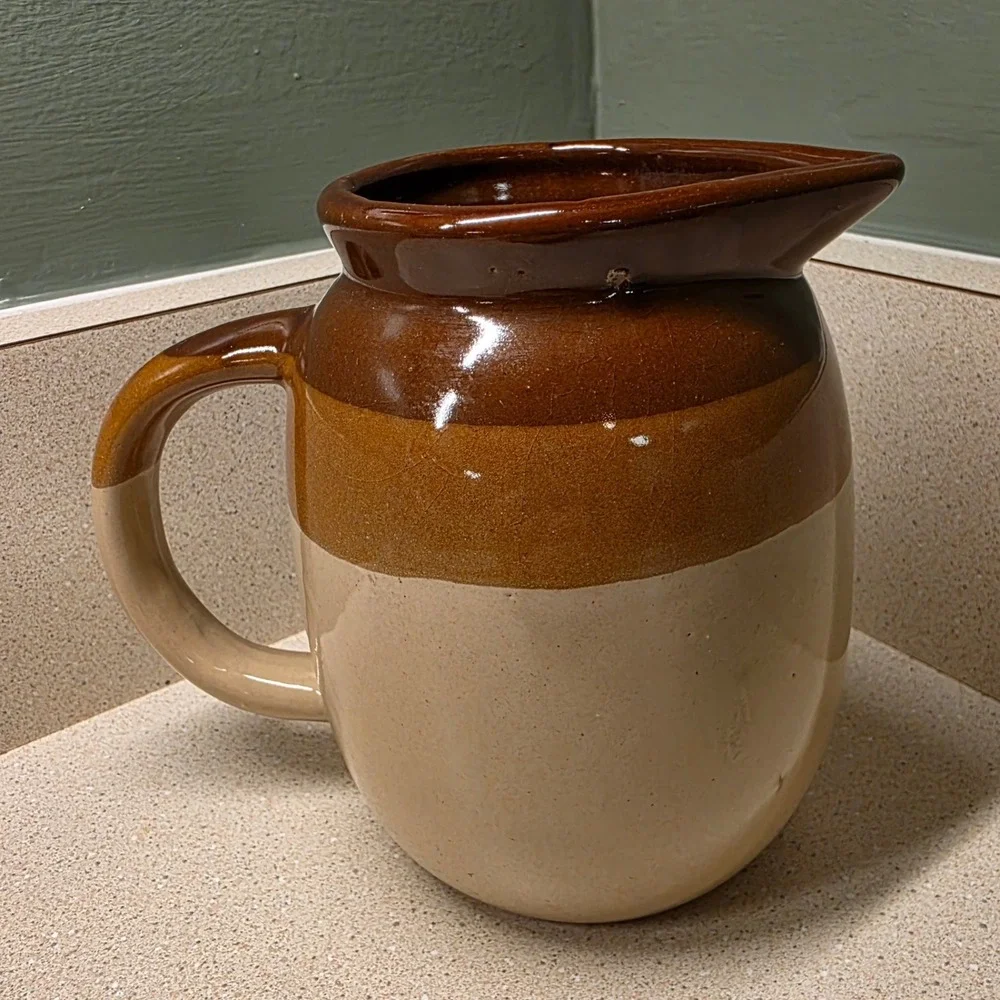Vintage 80s Stoneware Pitcher Jug 5